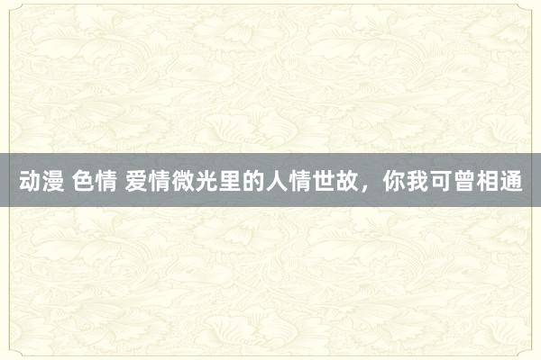 动漫 色情 爱情微光里的人情世故，你我可曾相通