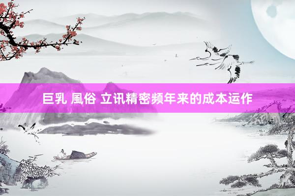 巨乳 風俗 立讯精密频年来的成本运作