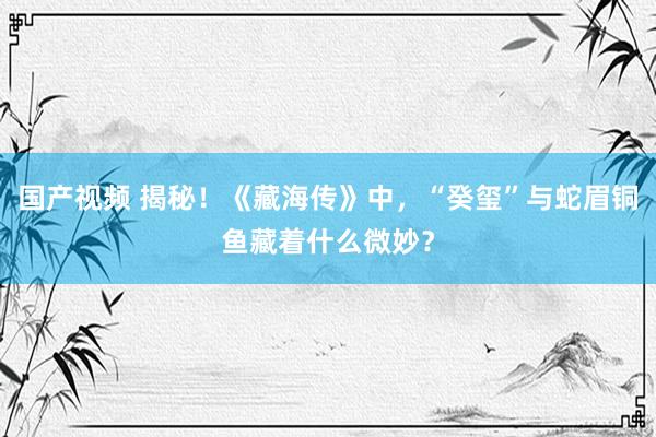 国产视频 揭秘！《藏海传》中，“癸玺”与蛇眉铜鱼藏着什么微妙？