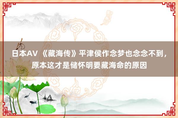 日本AV 《藏海传》平津侯作念梦也念念不到，原本这才是储怀明要藏海命的原因