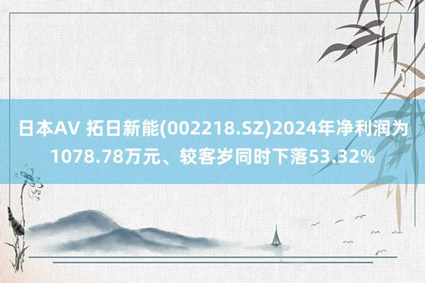 日本AV 拓日新能(002218.SZ)2024年净利润为1078.78万元、较客岁同时下落53.32%