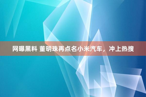 网曝黑料 董明珠再点名小米汽车，冲上热搜